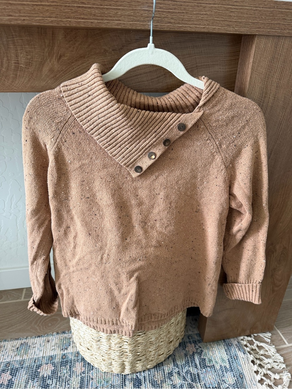 J. Jill Women’s Button Cowl-Neck Sweater in Tan